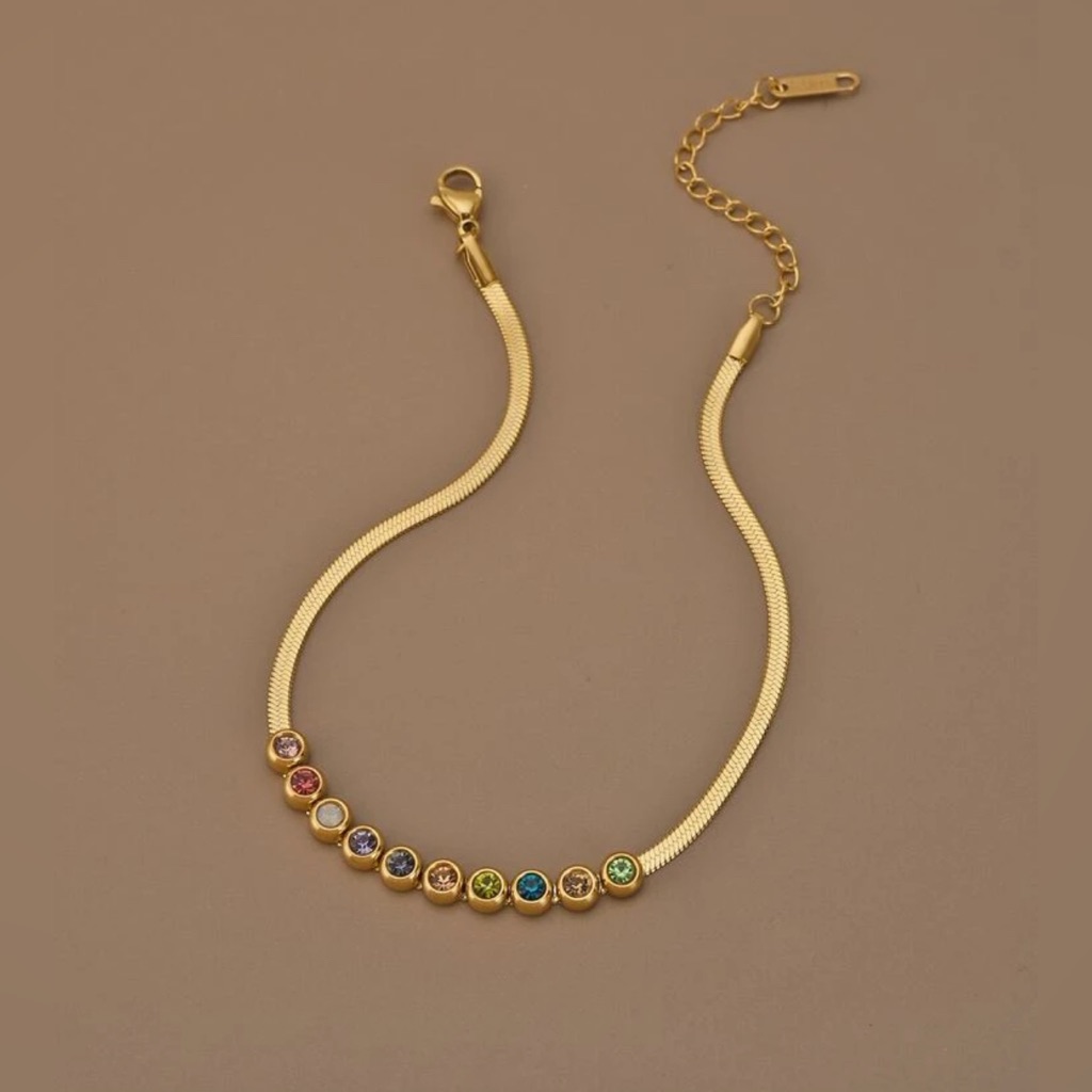 Anthropologie Gold Bracelet With Rainbow Gems Anthropologie Gold Bracelet With Rainbow Gems